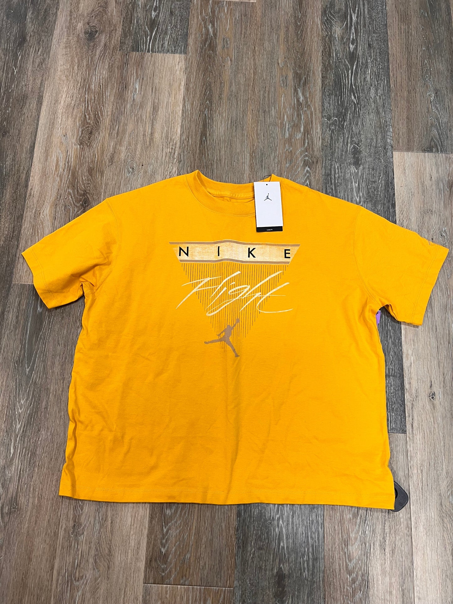 Athletic Top Short Sleeve By Jordan In Yellow, Size: L