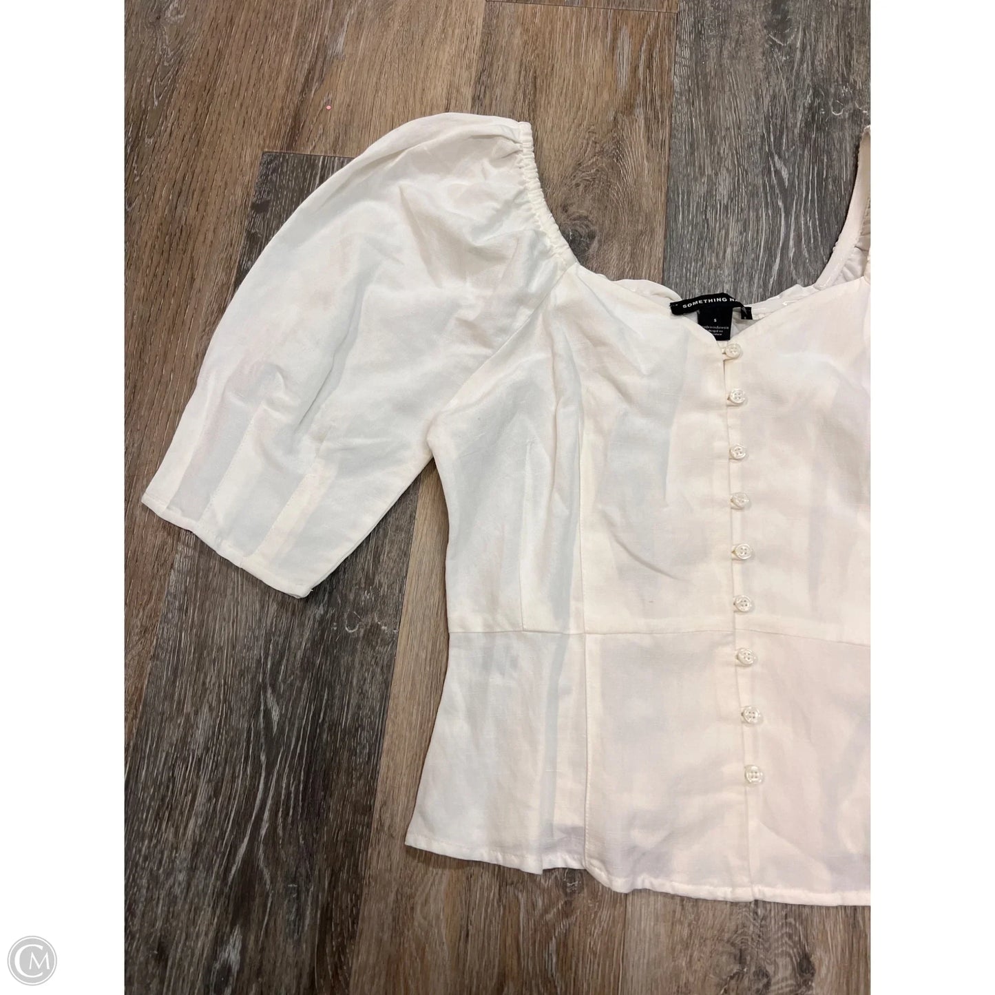 Top Short Sleeve By Something Navy In White, Size: S