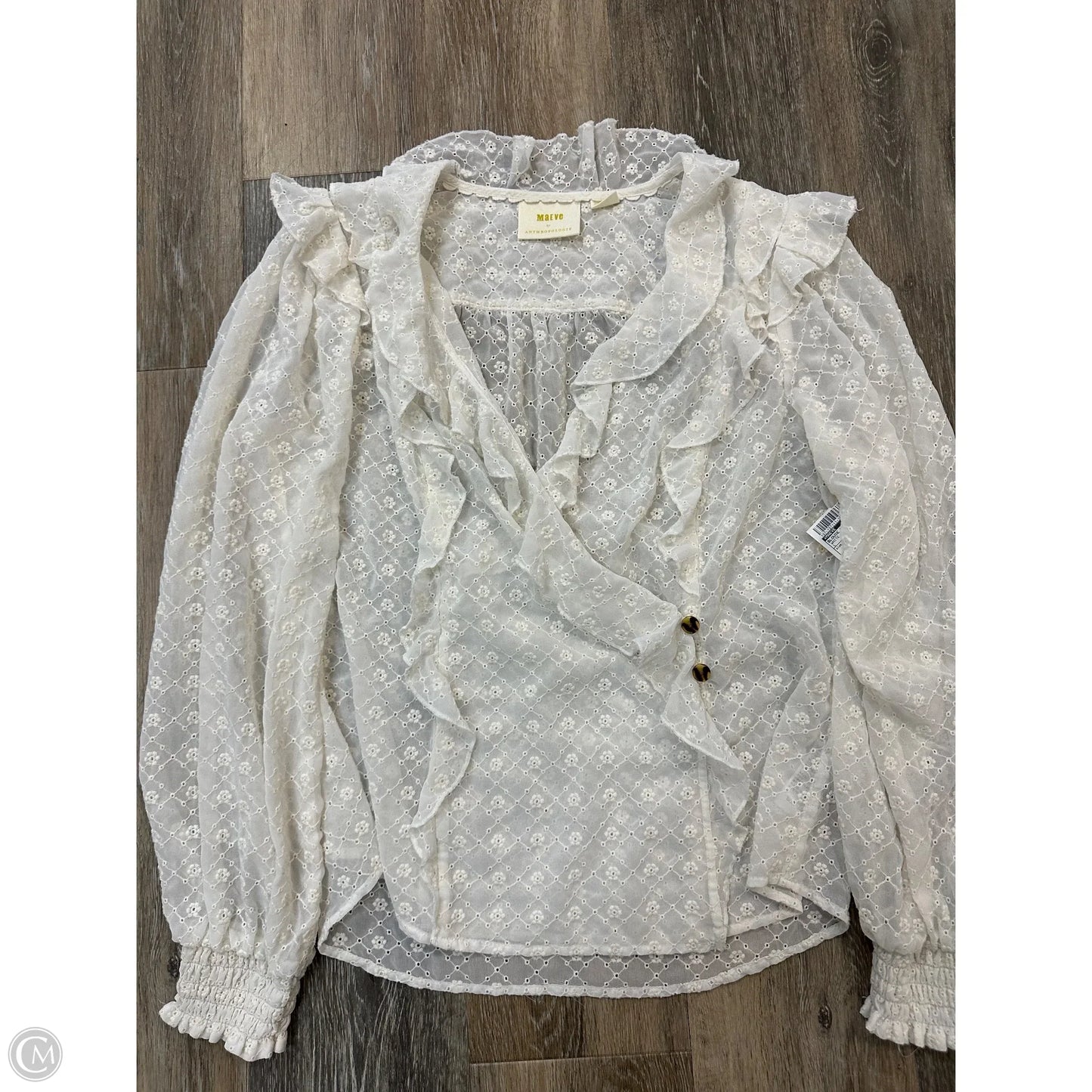 Blouse Long Sleeve By Maeve In White, Size: L