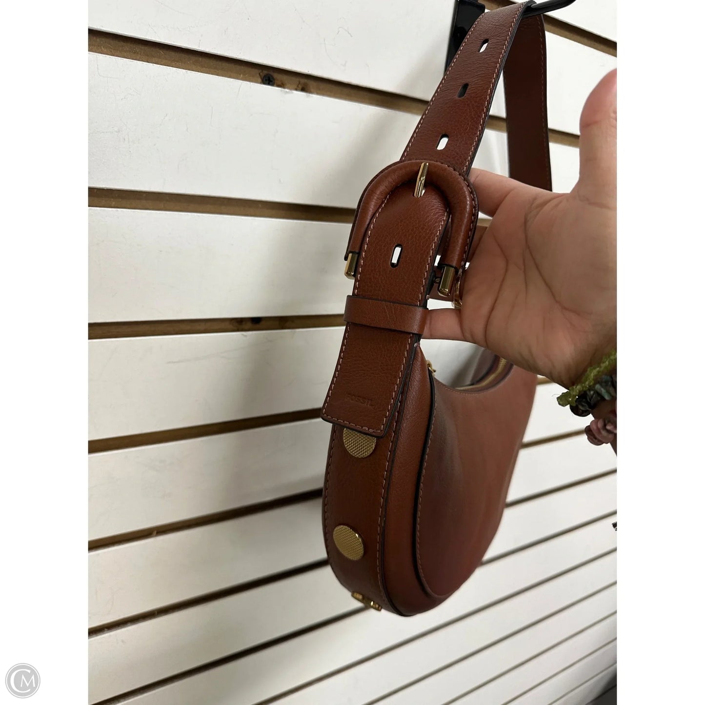 Handbag Leather By Fossil, Size: Small