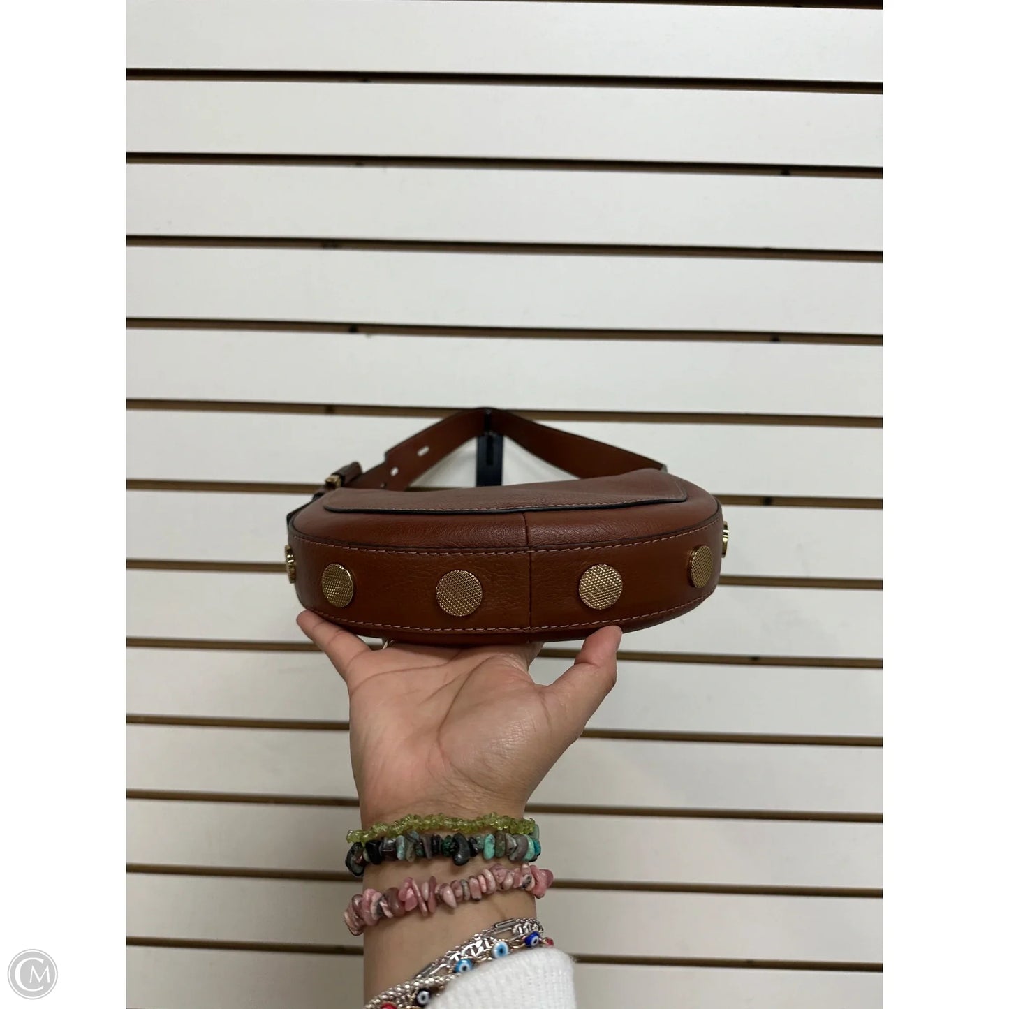 Handbag Leather By Fossil, Size: Small