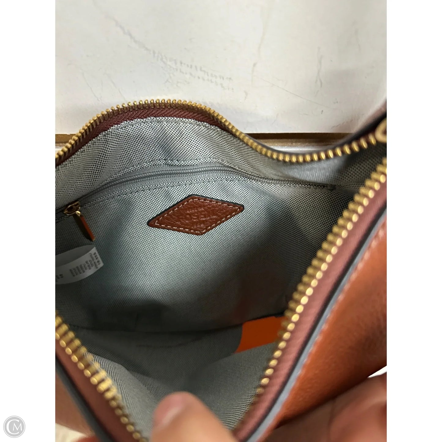 Handbag Leather By Fossil, Size: Small