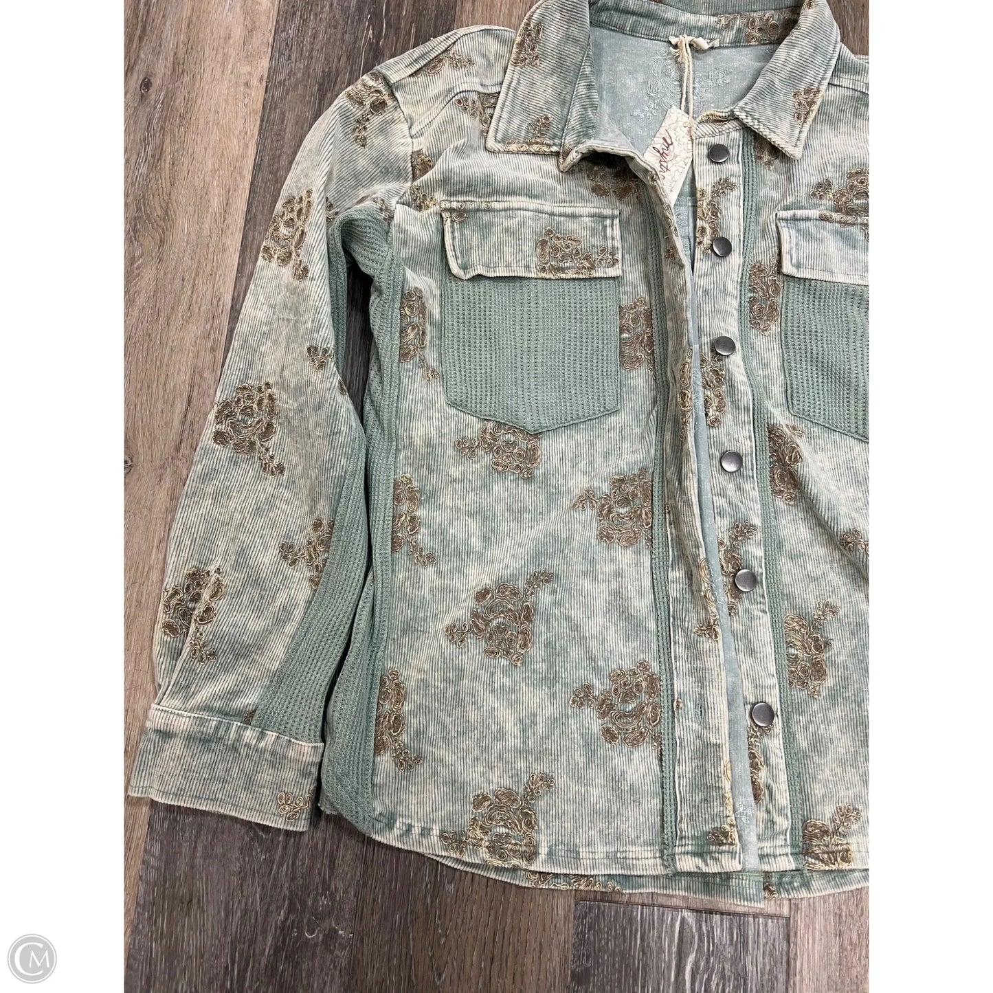 Jacket Shirt By Mystree In Green, Size: L