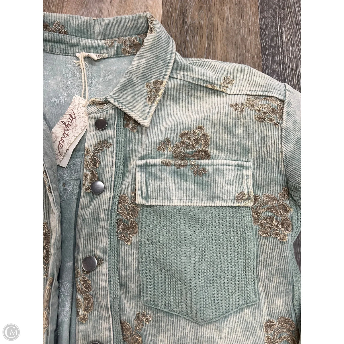 Jacket Shirt By Mystree In Green, Size: L