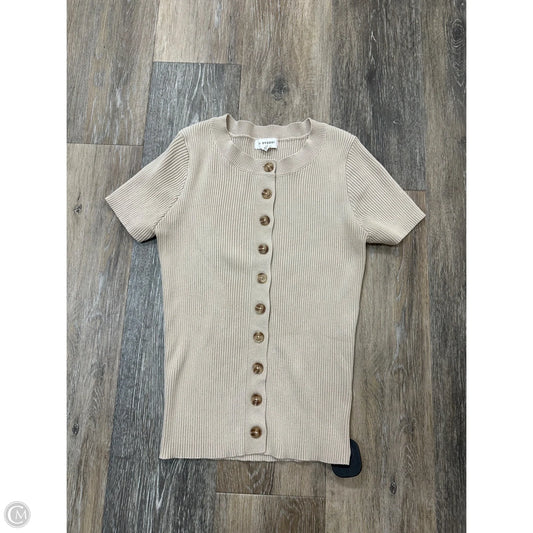 Sweater Short Sleeve By Blu Pepper In Tan, Size: S
