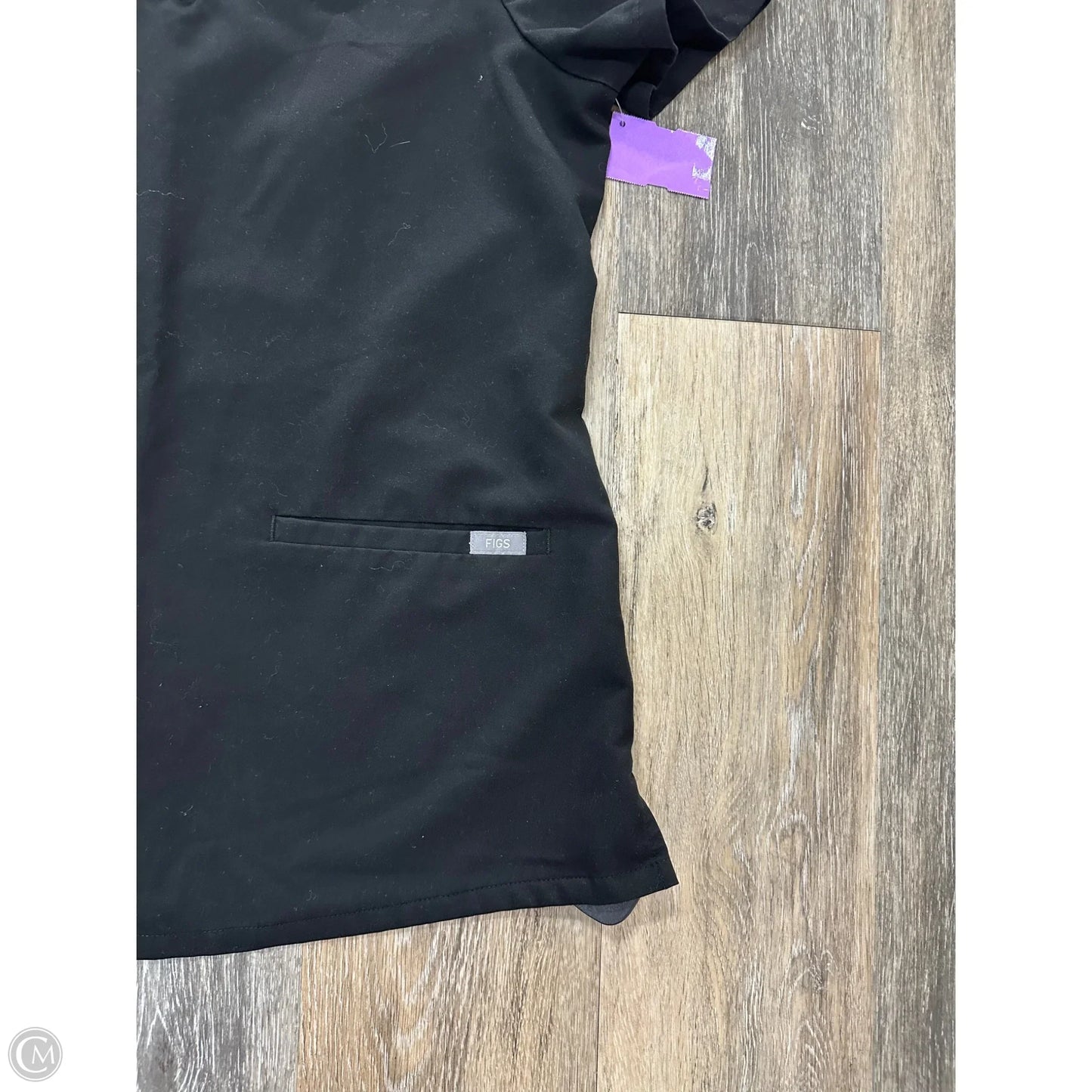 Athletic Top Short Sleeve By Figs In Black, Size: S