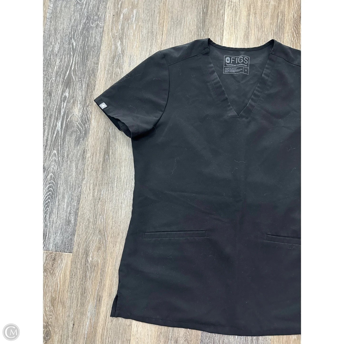 Athletic Top Short Sleeve By Figs In Black, Size: S