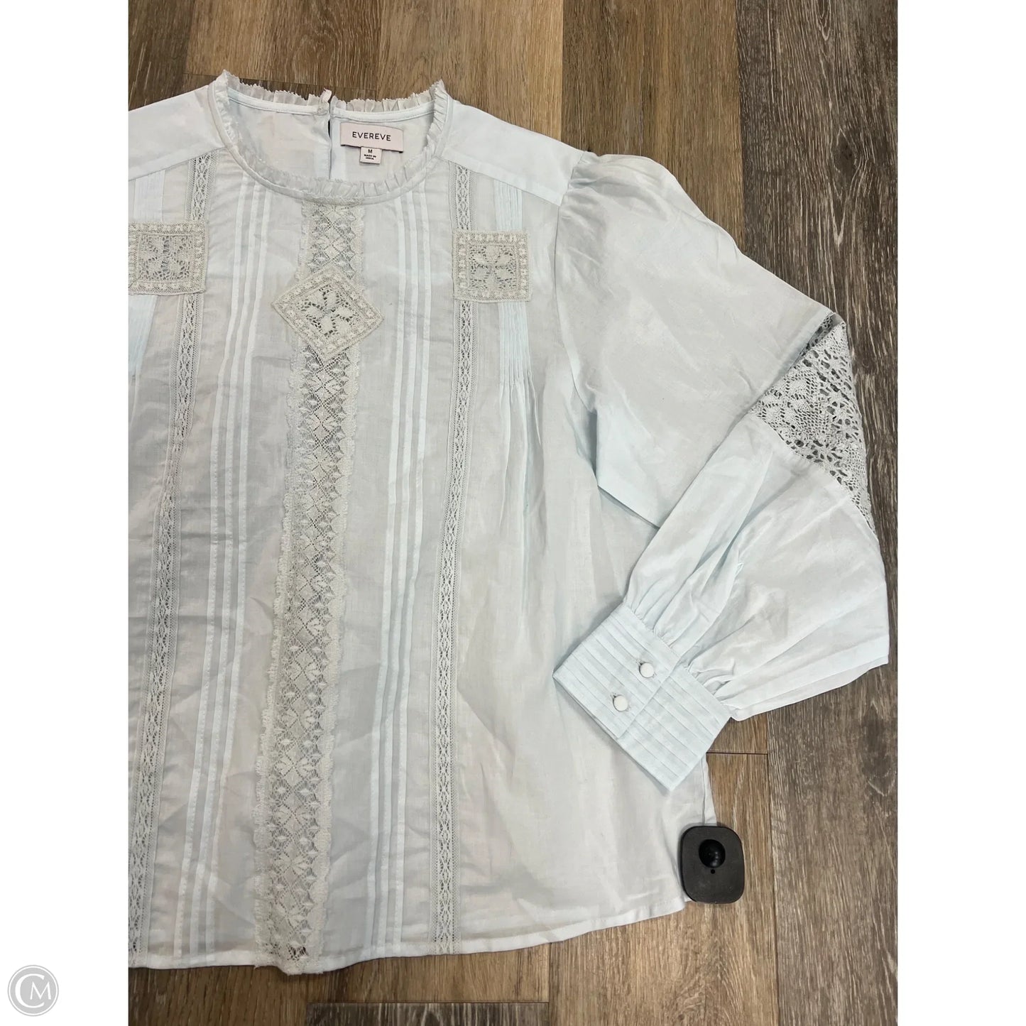 Blouse Long Sleeve By Evereve In Blue, Size: M