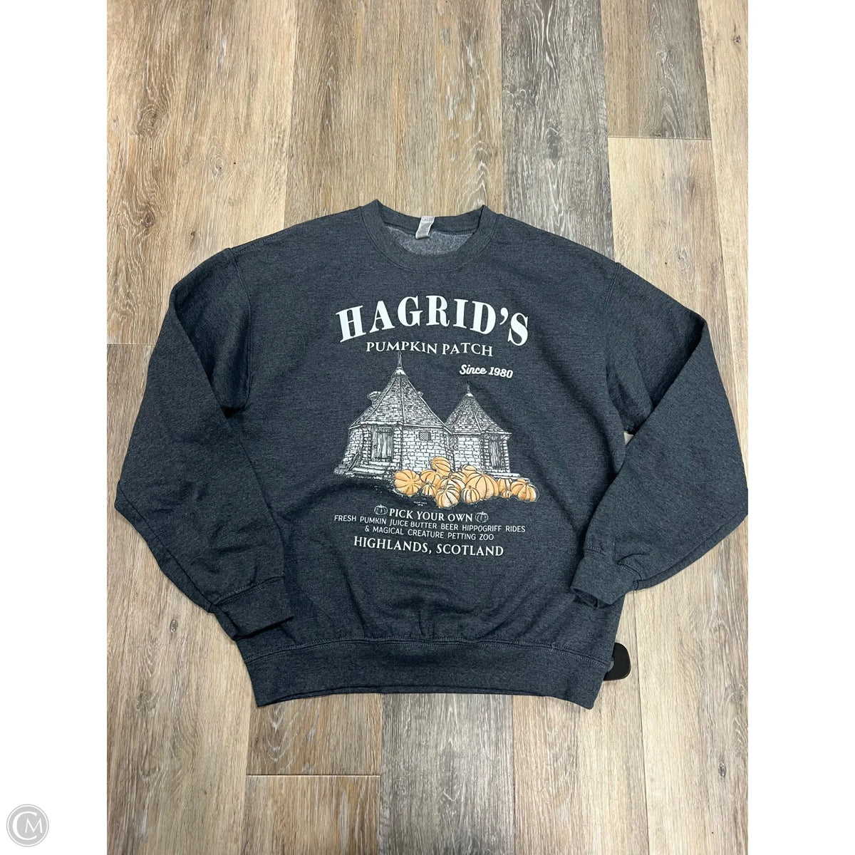 Top Sweatshirt By Gildan In Grey, Size: M
