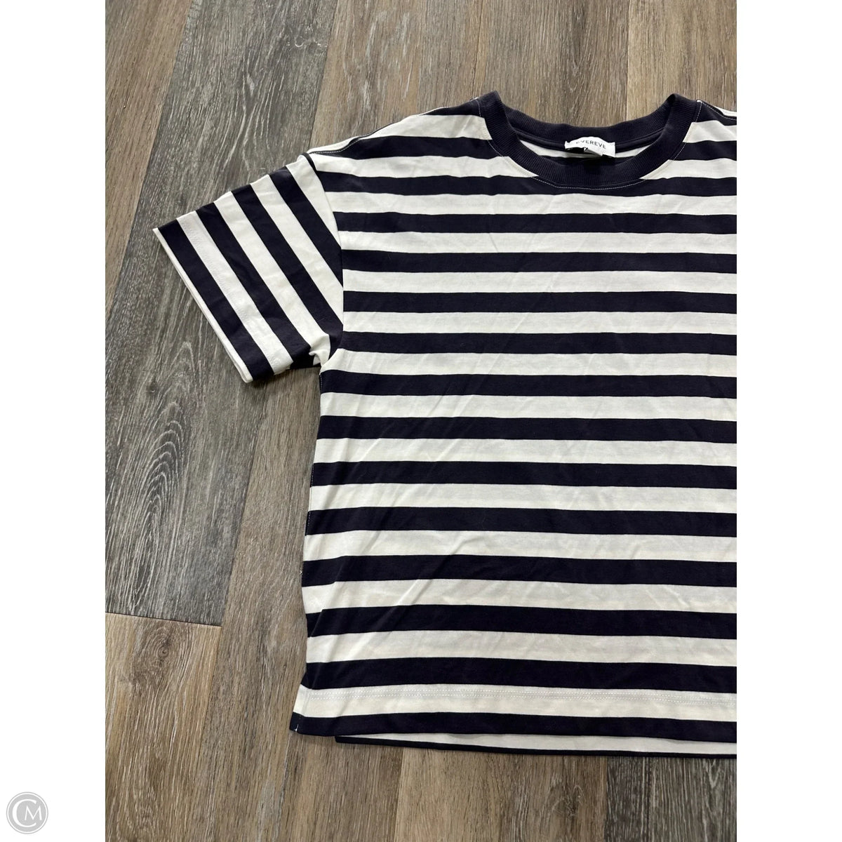 Top Short Sleeve By Evereve In Striped Pattern, Size: S