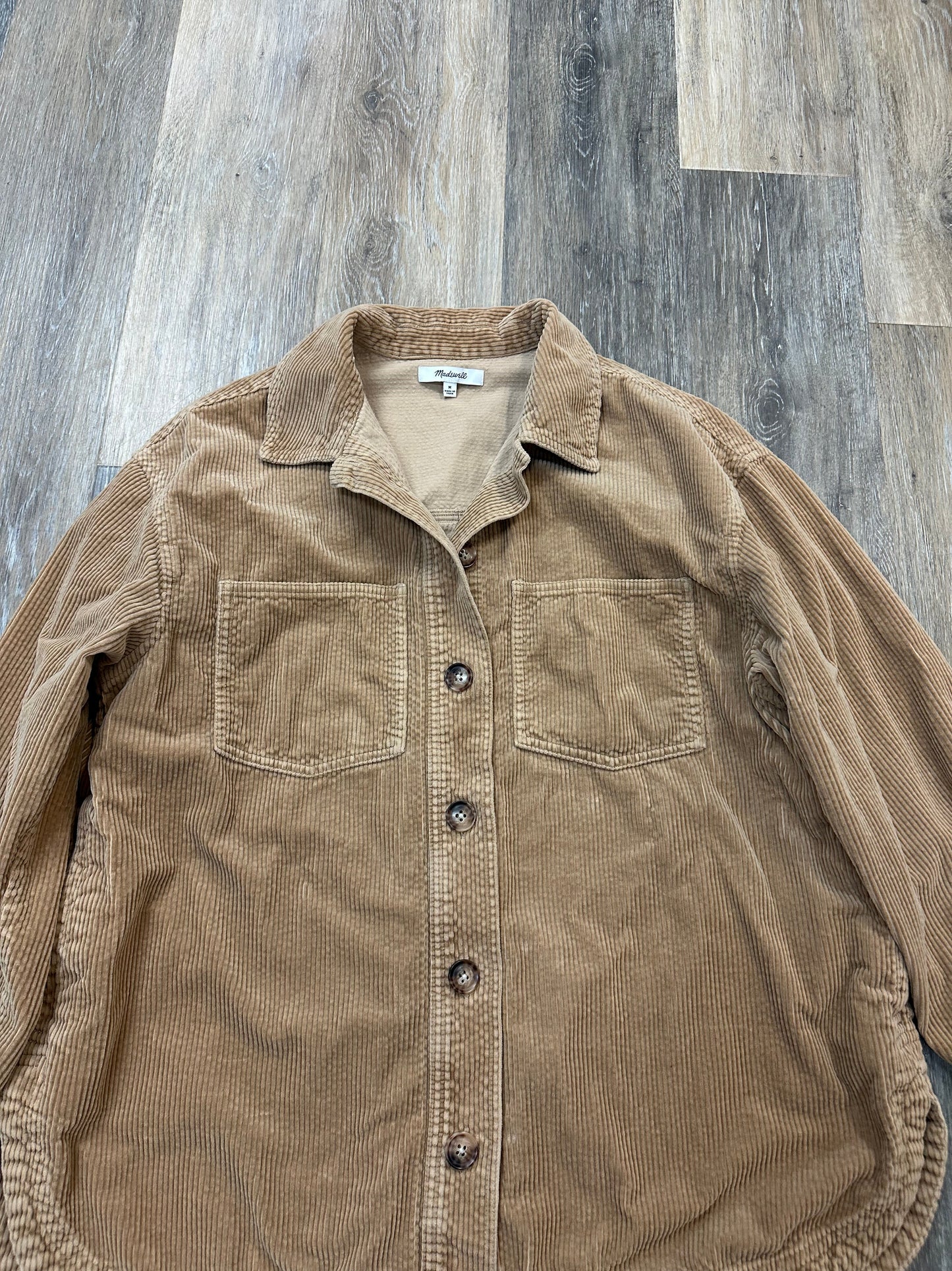 Jacket Shirt By Madewell In Tan, Size: M