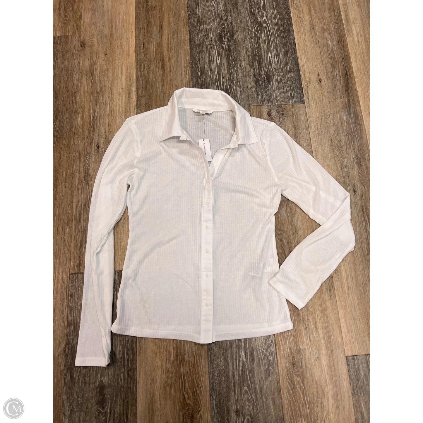 Blouse Long Sleeve By Banana Republic In White, Size: S