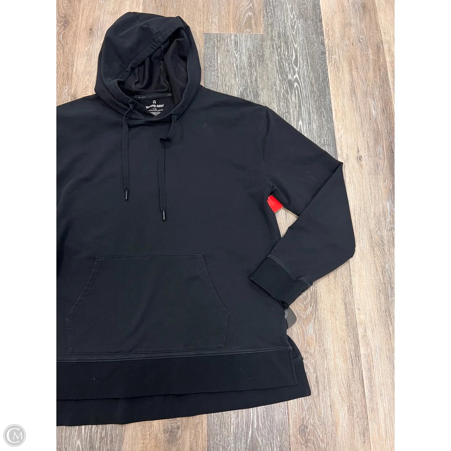 Athletic Sweatshirt Hoodie By Tommy John In Black, Size: L