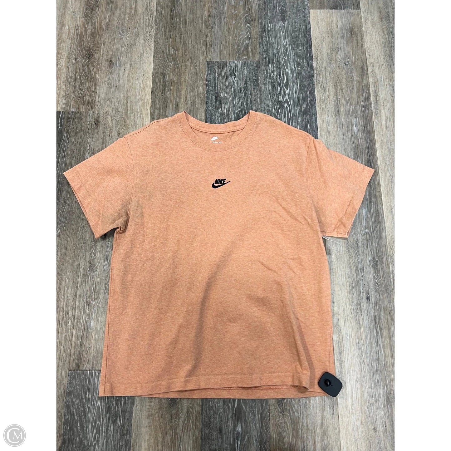 Athletic Top Short Sleeve By Nike In Orange, Size: L