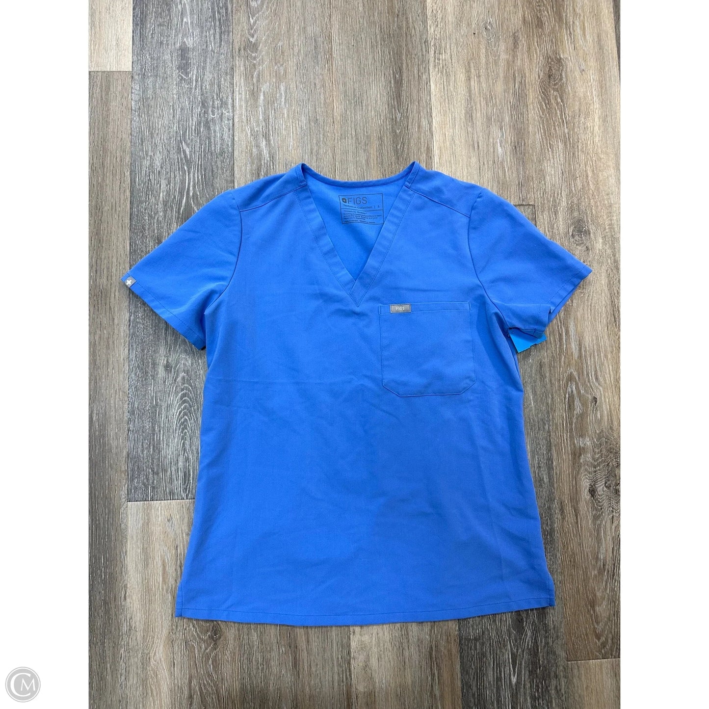 Athletic Top Short Sleeve By Figs In Blue, Size: S