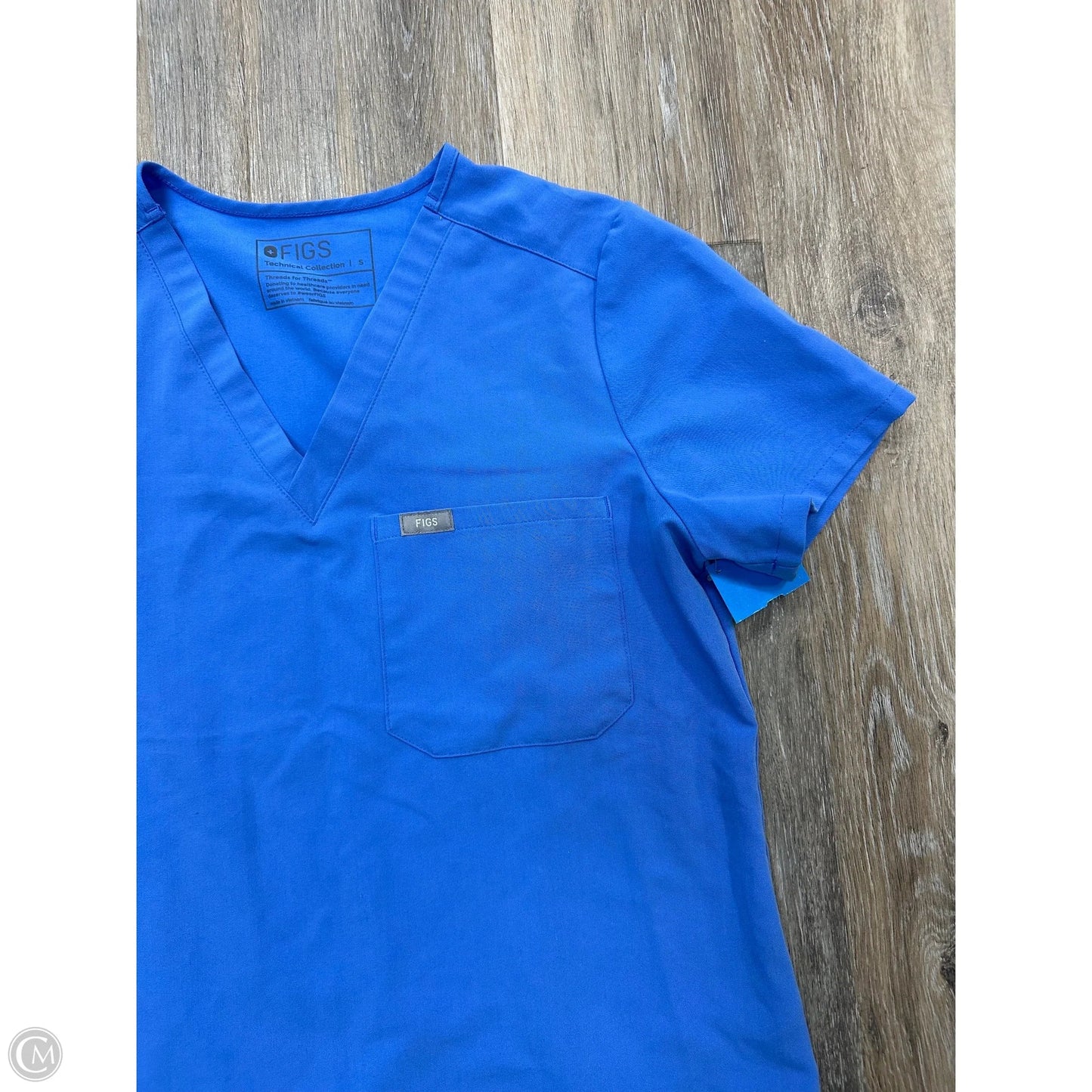 Athletic Top Short Sleeve By Figs In Blue, Size: S