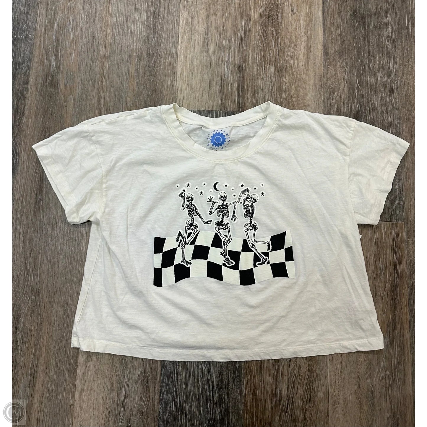 Top Short Sleeve By Vada Winter In Cream, Size: L