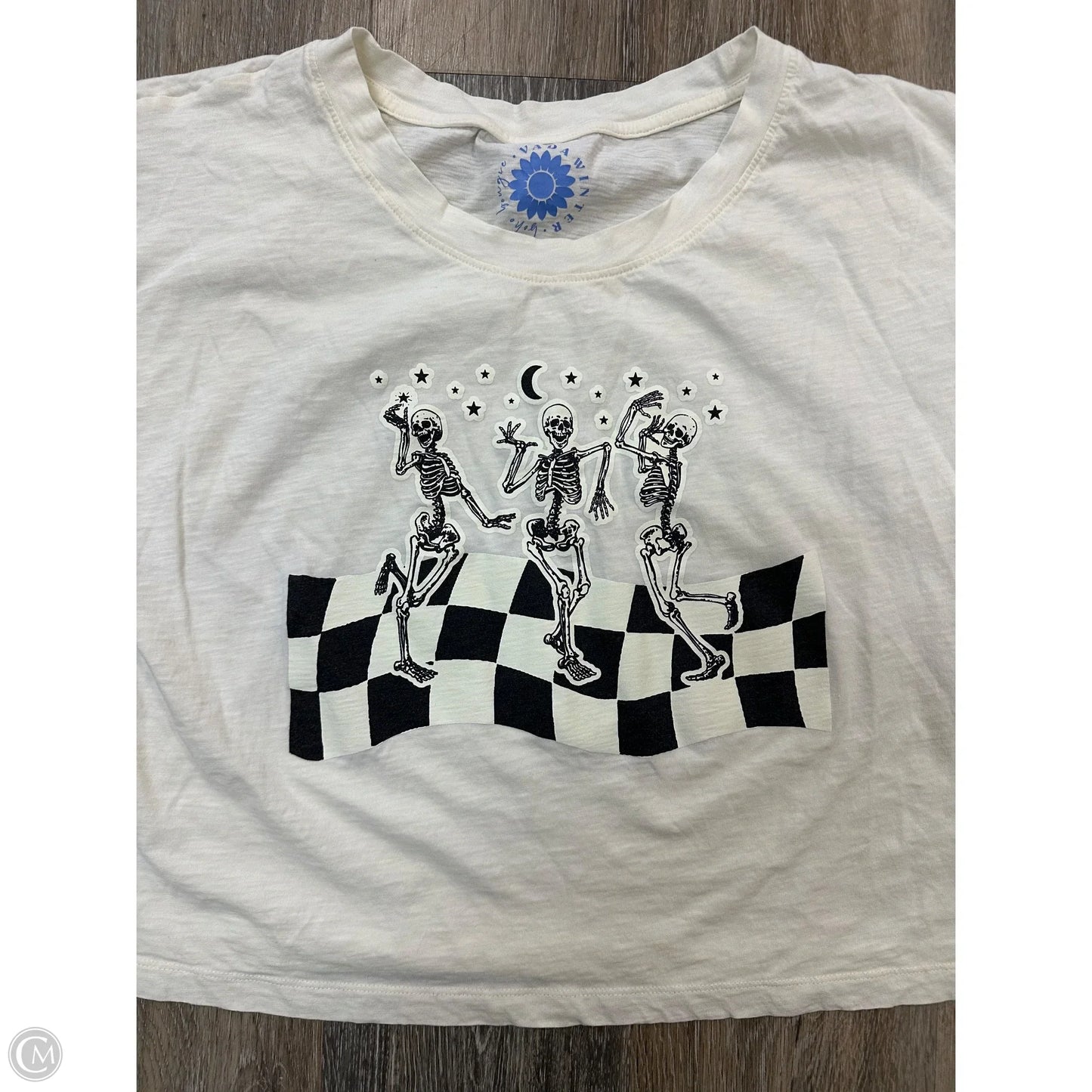 Top Short Sleeve By Vada Winter In Cream, Size: L