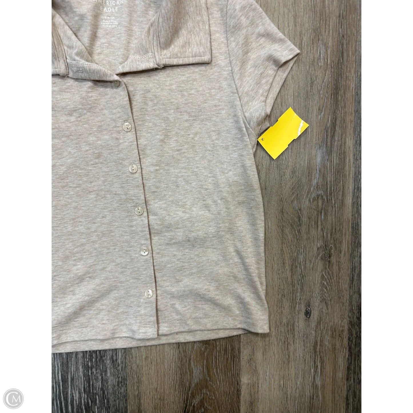 Top Short Sleeve By American Eagle In Tan, Size: S