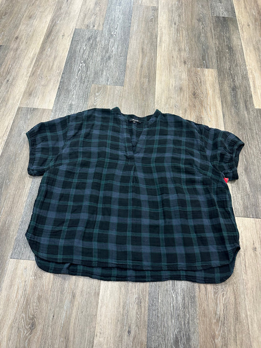 Plaid Pattern Blouse Short Sleeve Madewell, Size 3x