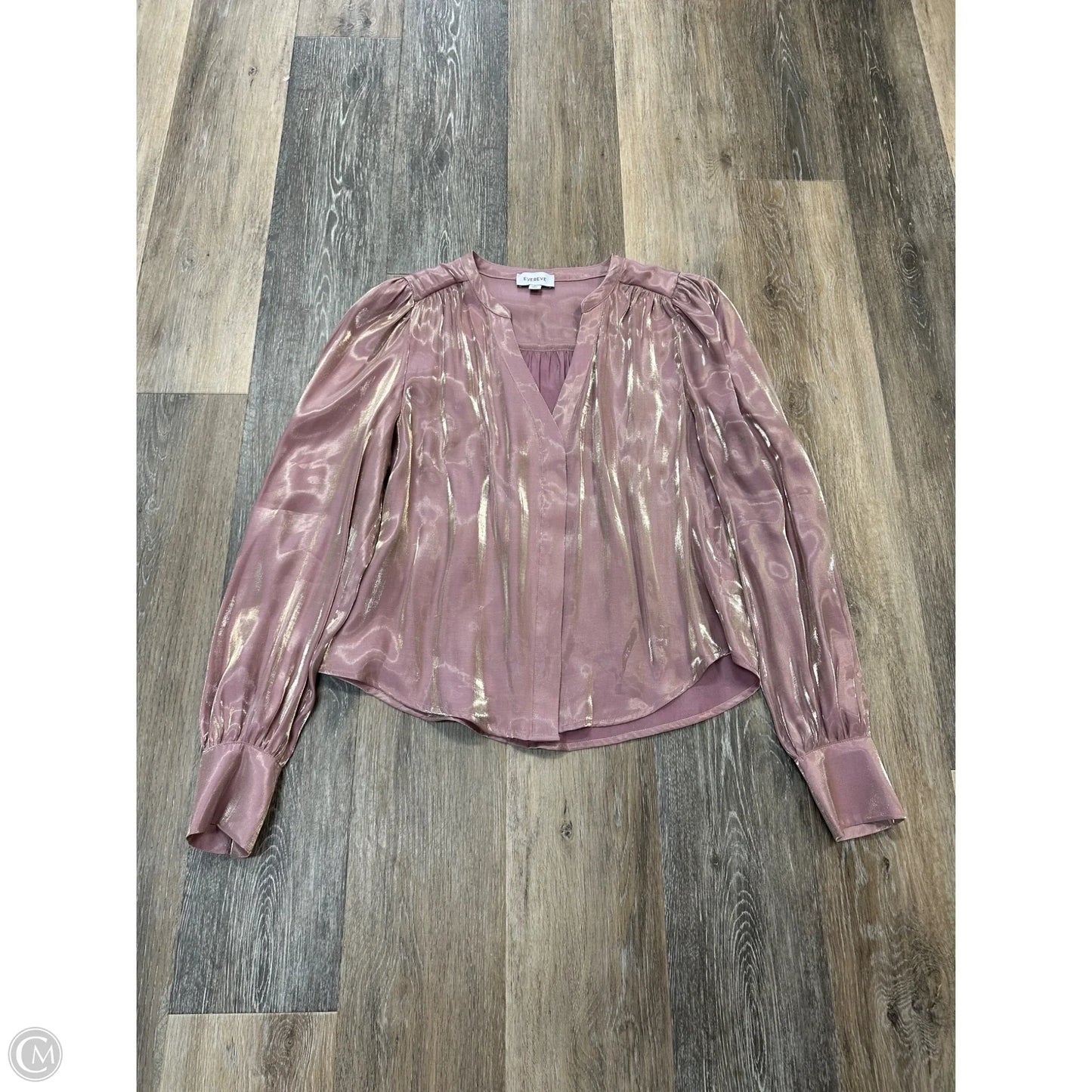 Blouse Long Sleeve By Evereve In Pink, Size: S