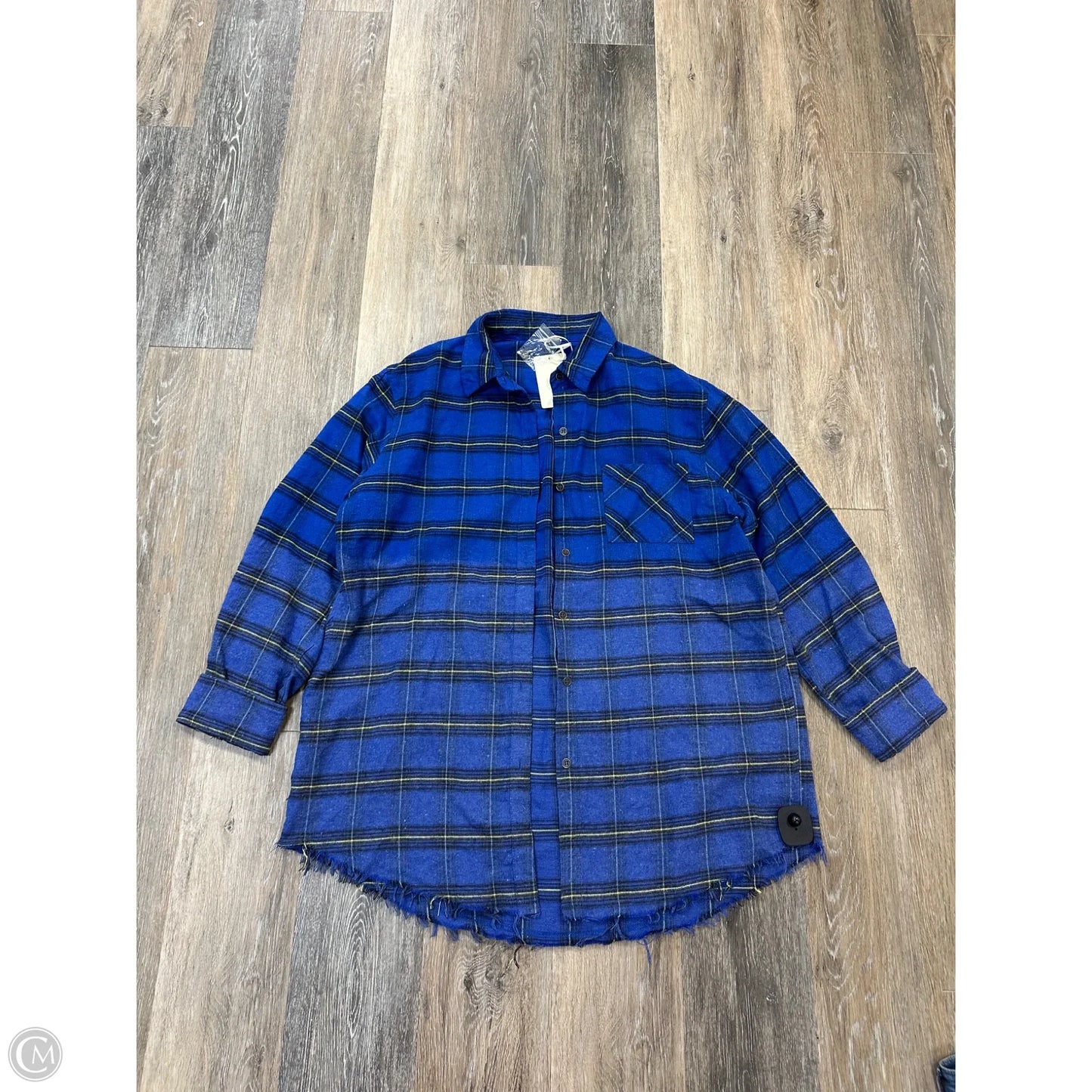 Blouse Long Sleeve By La Miel In Plaid Pattern, Size: M