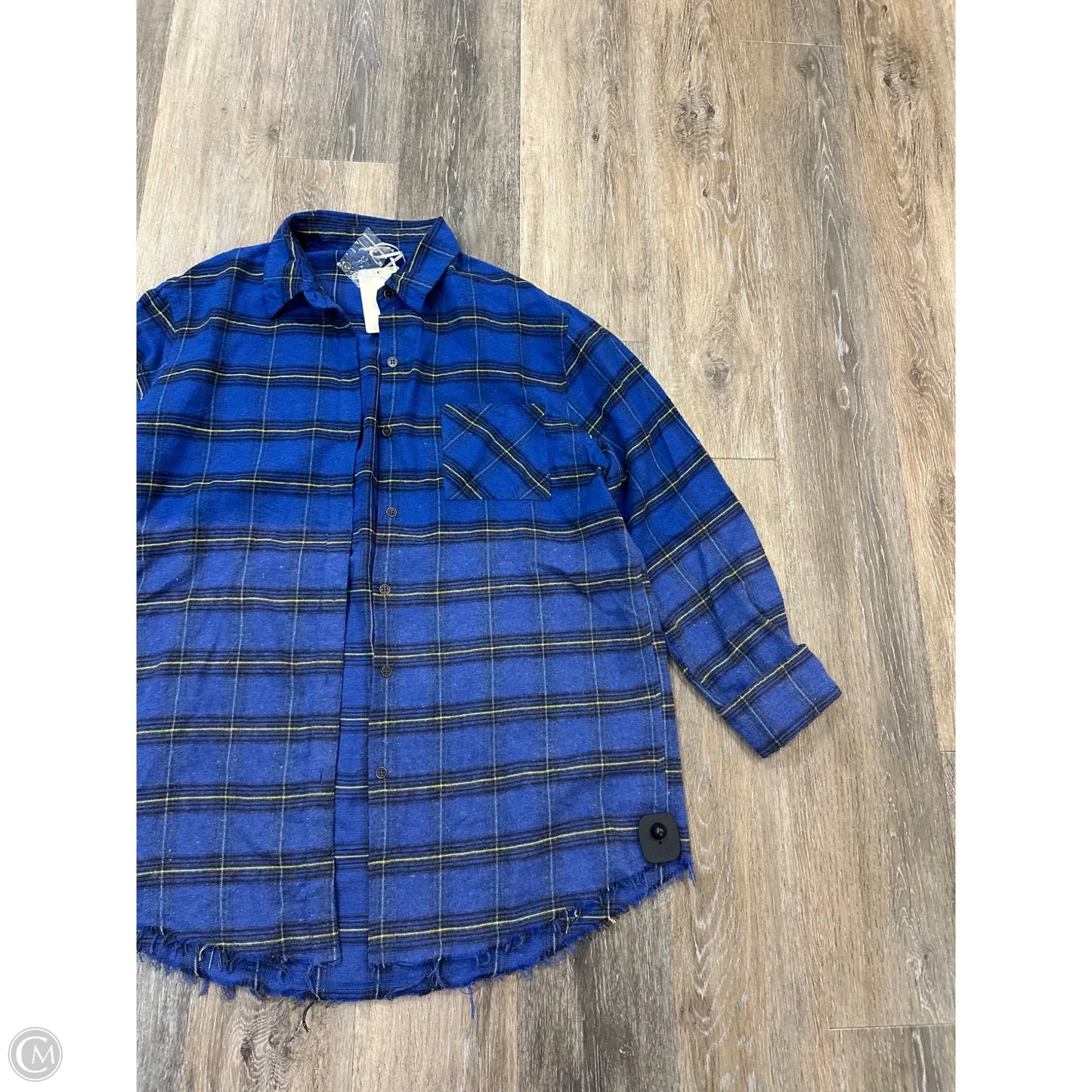Blouse Long Sleeve By La Miel In Plaid Pattern, Size: M