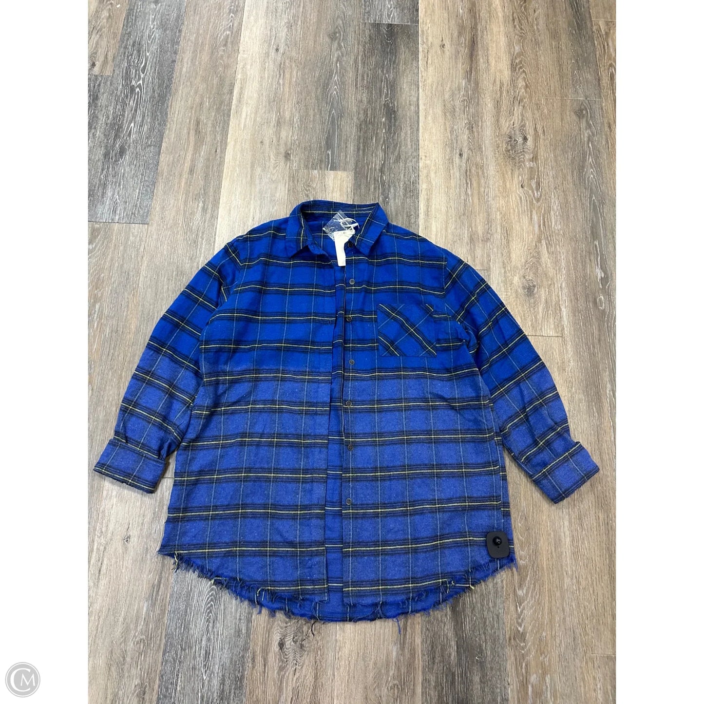 Blouse Long Sleeve By La Miel In Plaid Pattern, Size: M