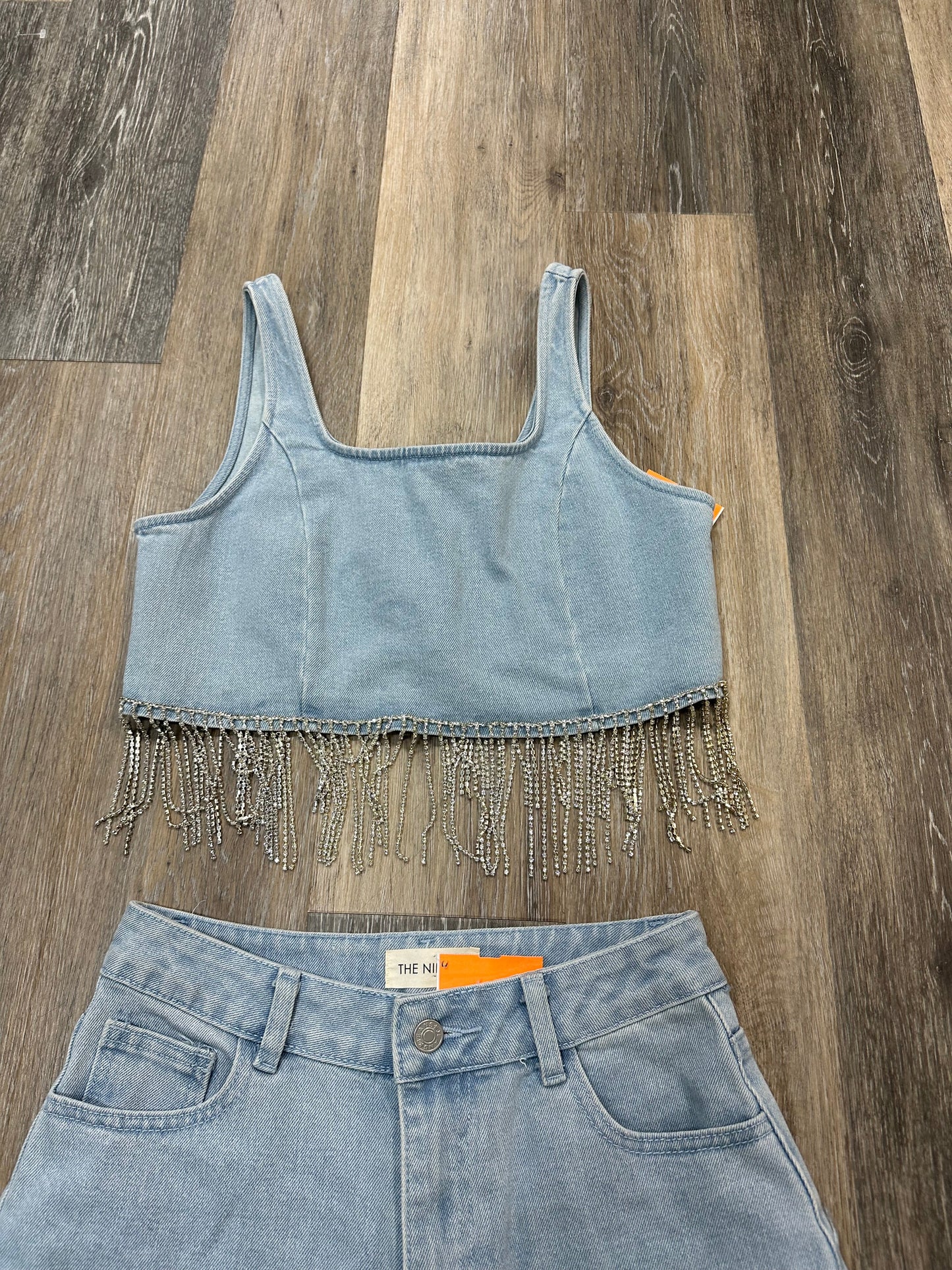 Shorts Set By The Nines In Blue Denim, Size: S