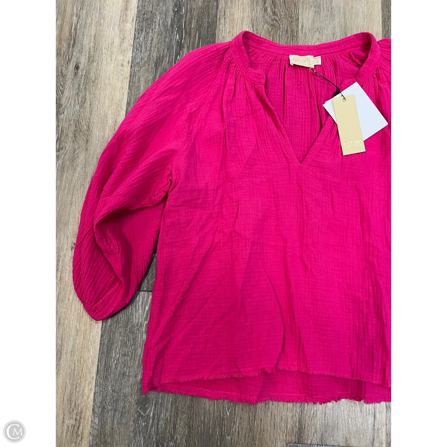 Blouse Long Sleeve By Nation In Pink, Size: Xs