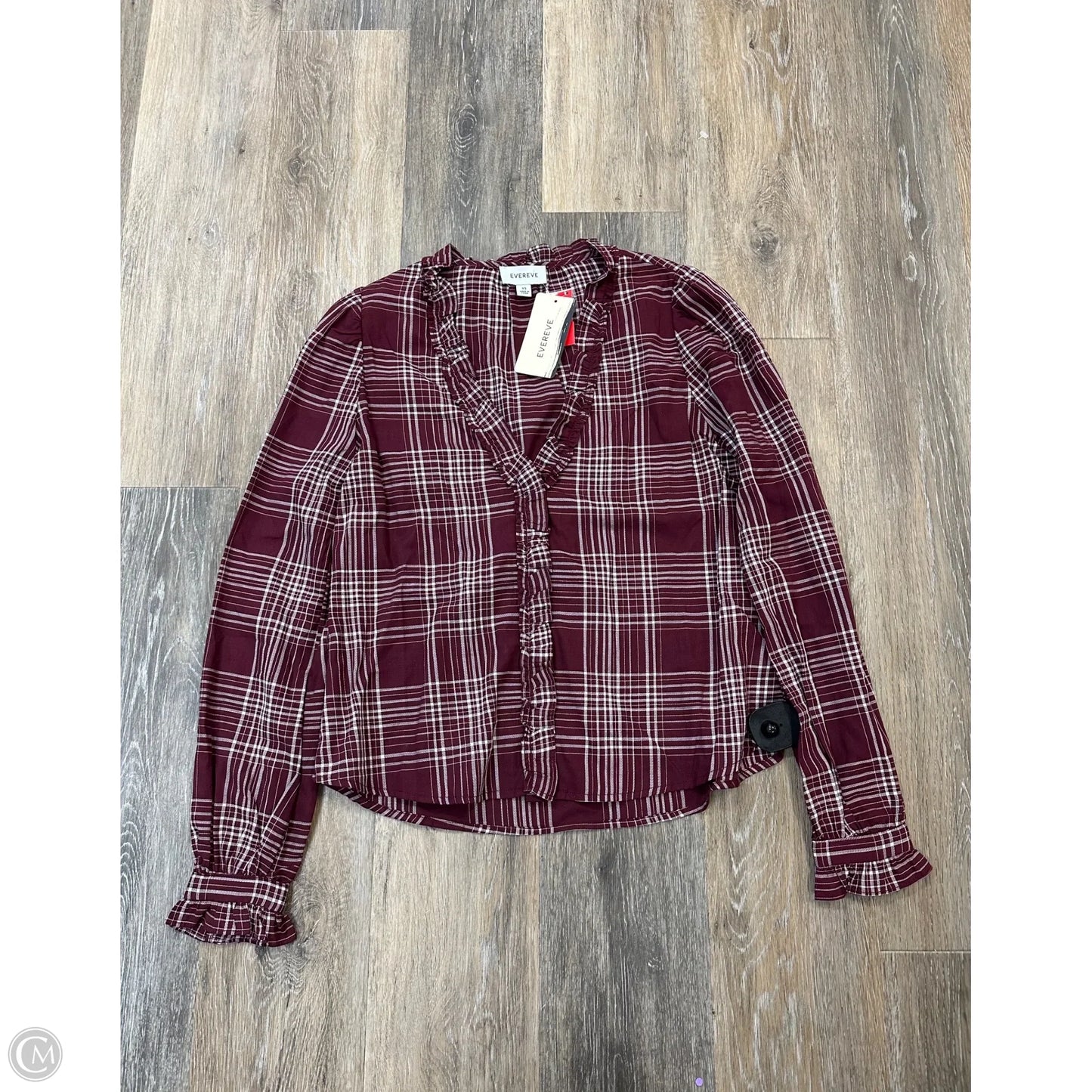 Blouse Long Sleeve By Evereve In Maroon, Size: Xs