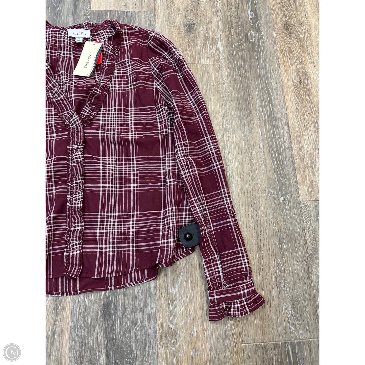 Blouse Long Sleeve By Evereve In Maroon, Size: Xs