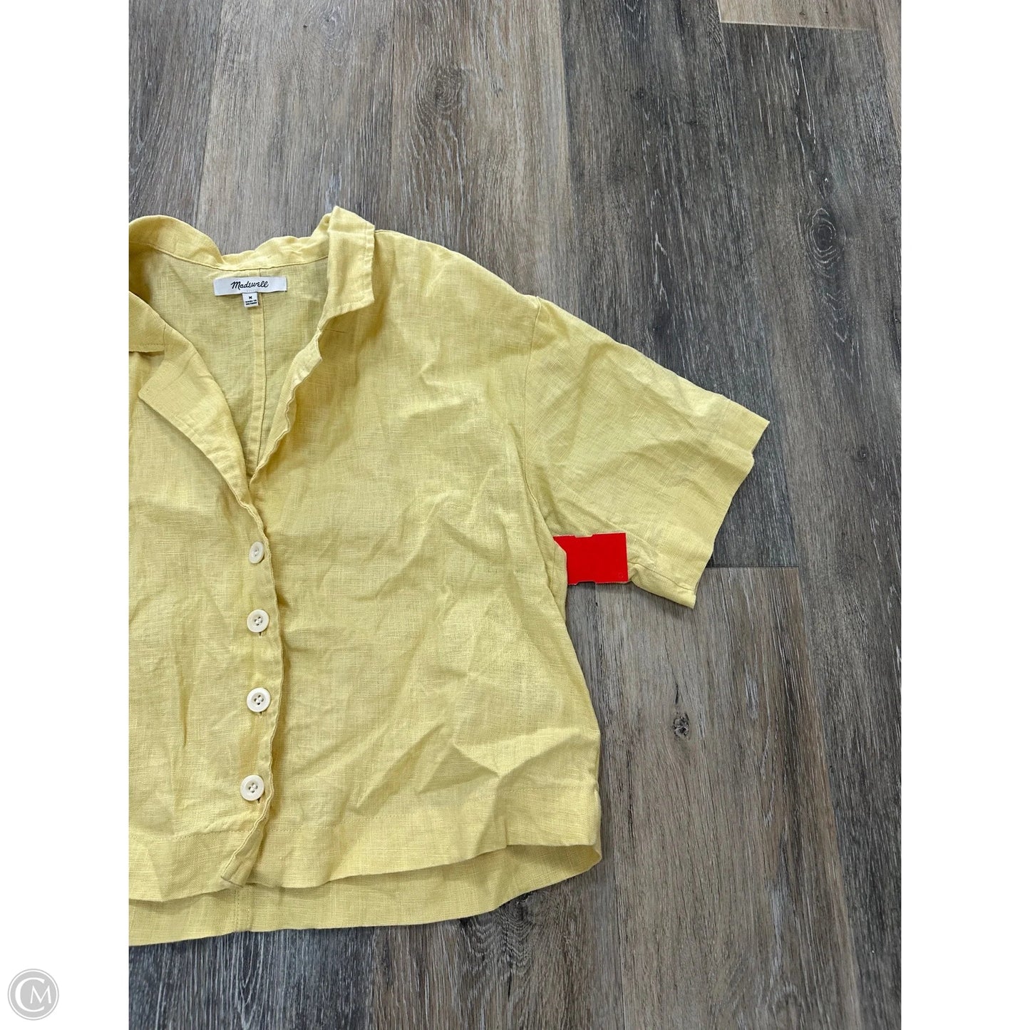 Top Short Sleeve By Madewell In Yellow, Size: M