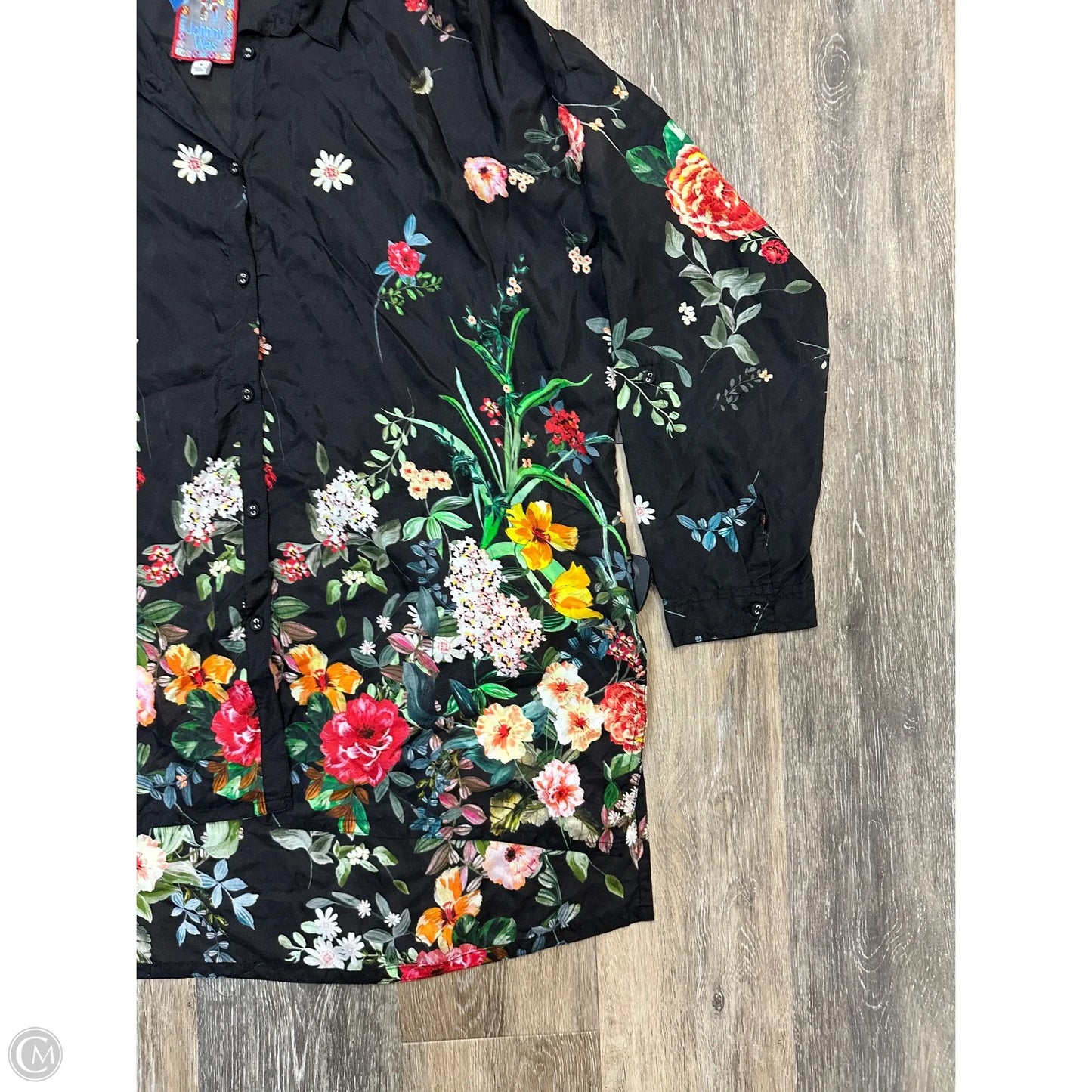 -Blouse Long Sleeve By Johnny Was In Black, Size: M