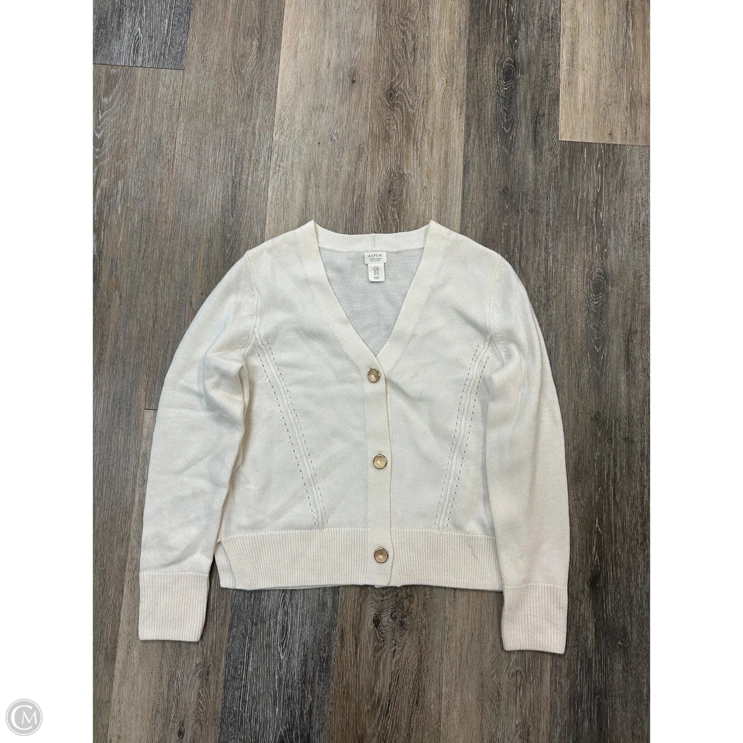 Sweater Cardigan By Aspen In Cream, Size: M