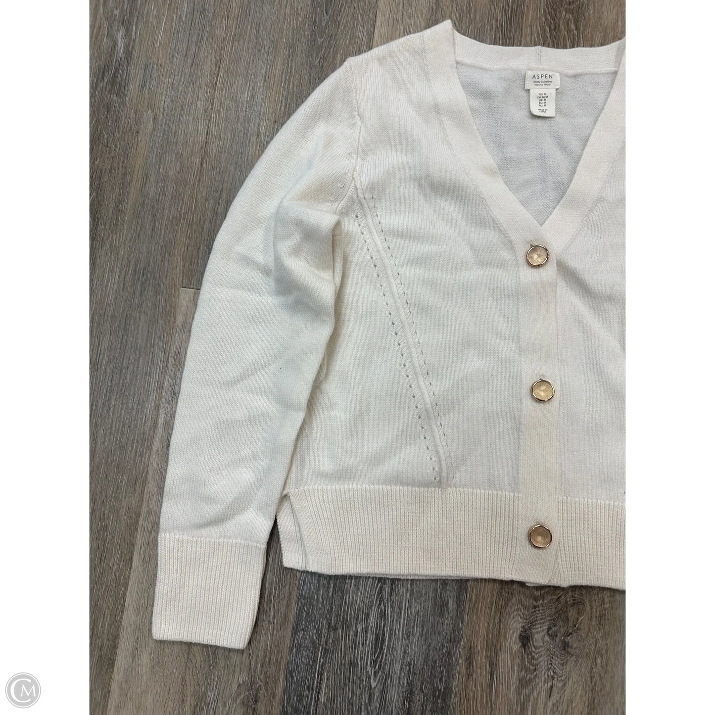 Sweater Cardigan By Aspen In Cream, Size: M