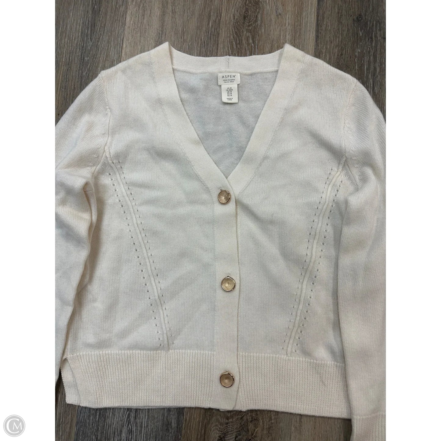 Sweater Cardigan By Aspen In Cream, Size: M