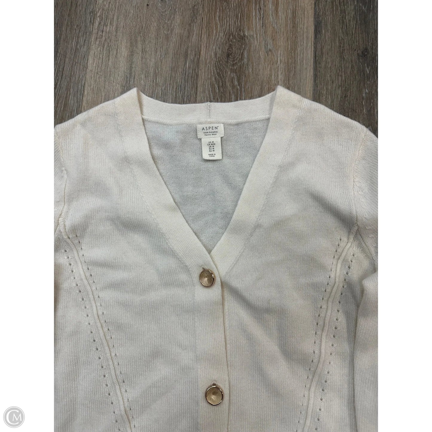 Sweater Cardigan By Aspen In Cream, Size: M