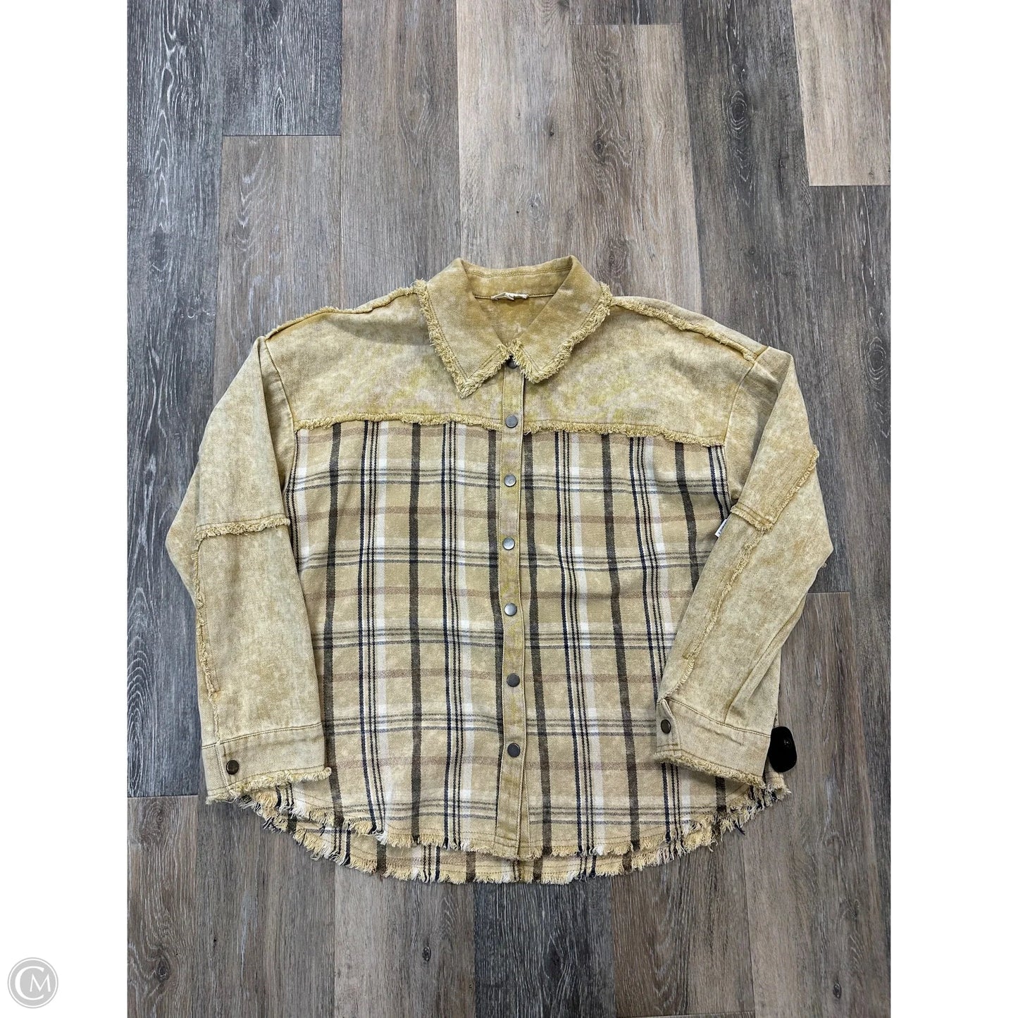 Jacket Shirt By Mystree In Yellow, Size: L