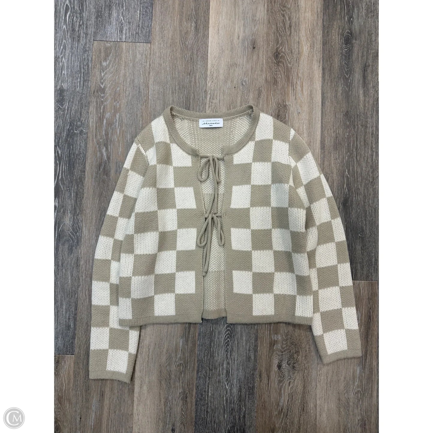 Sweater Cardigan By American Thread In Checkered Pattern, Size: S