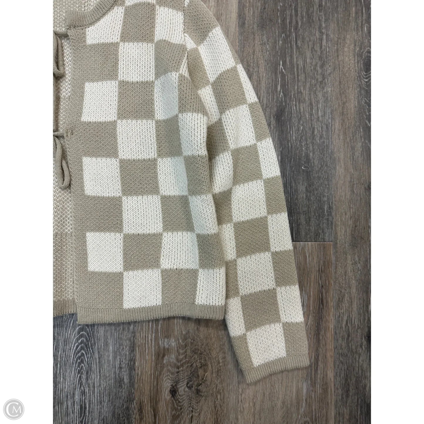 Sweater Cardigan By American Thread In Checkered Pattern, Size: S