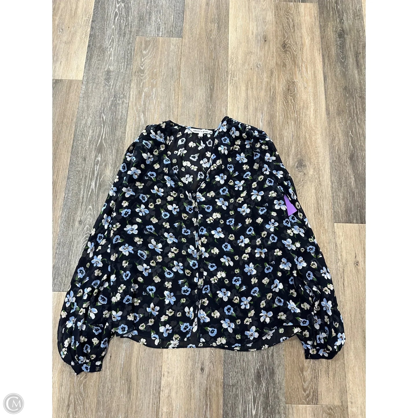Blouse Long Sleeve By Veronica Beard In Navy, Size: M