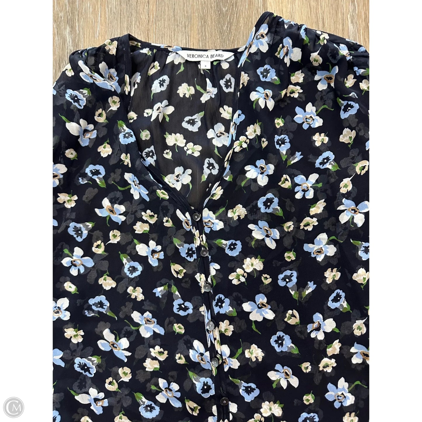 Blouse Long Sleeve By Veronica Beard In Navy, Size: M