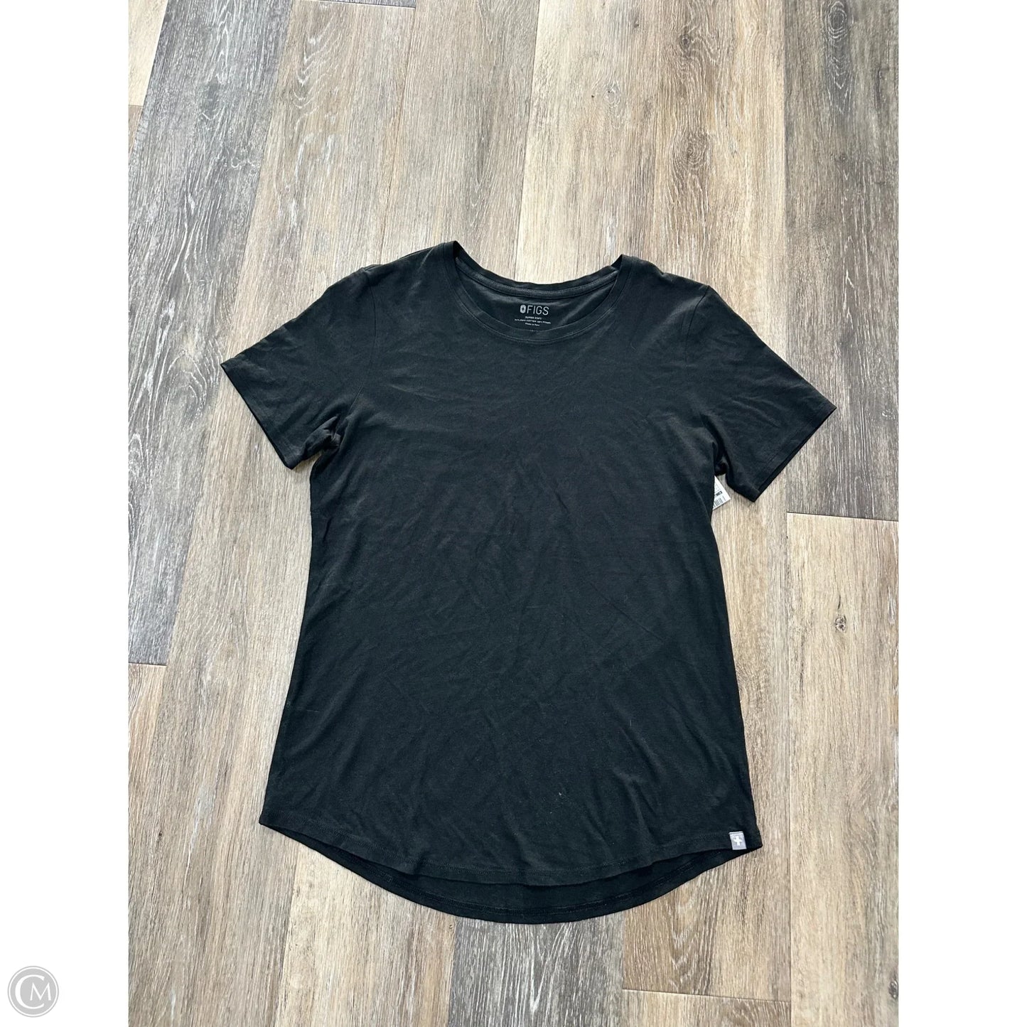 Athletic Top Short Sleeve By Figs In Black, Size: M