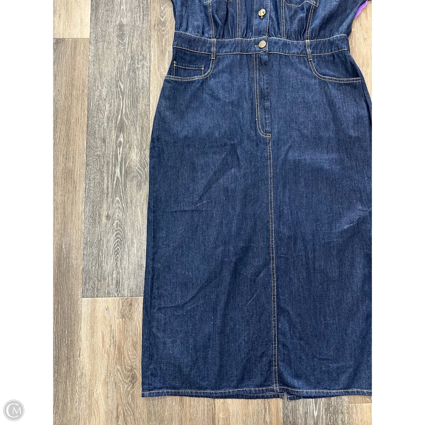 Dress Casual Midi By Loft In Blue Denim, Size: 14