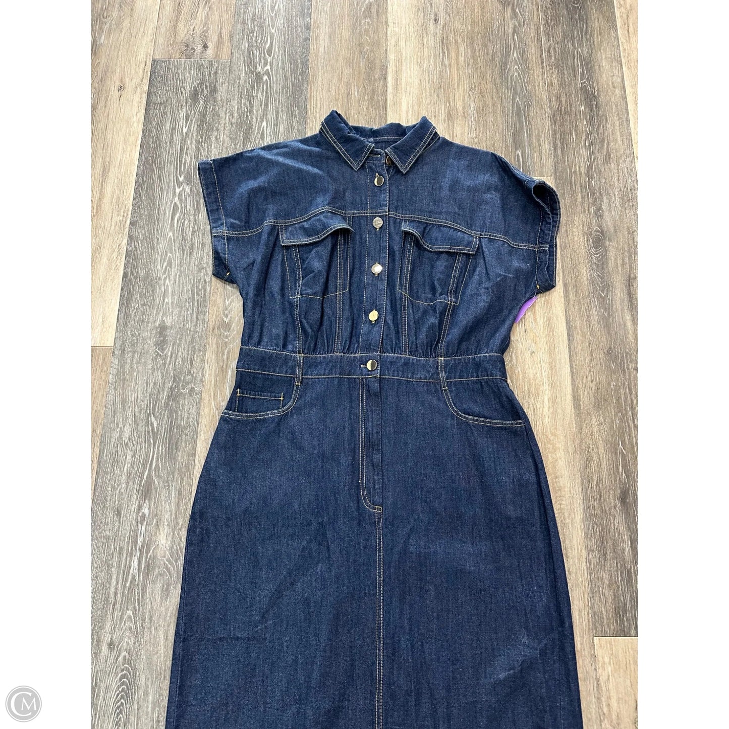 Dress Casual Midi By Loft In Blue Denim, Size: 14