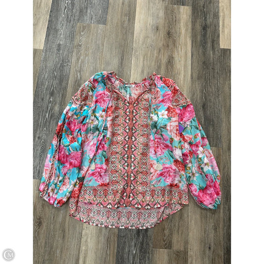 Blouse Long Sleeve By Johnny Was In Floral Print, Size: M