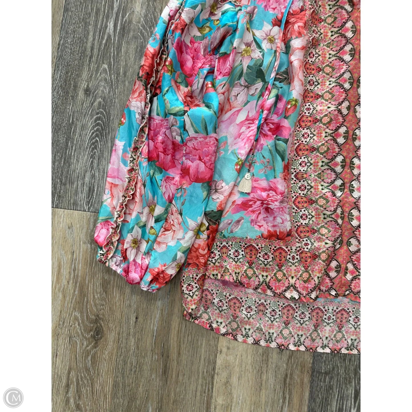 Blouse Long Sleeve By Johnny Was In Floral Print, Size: M