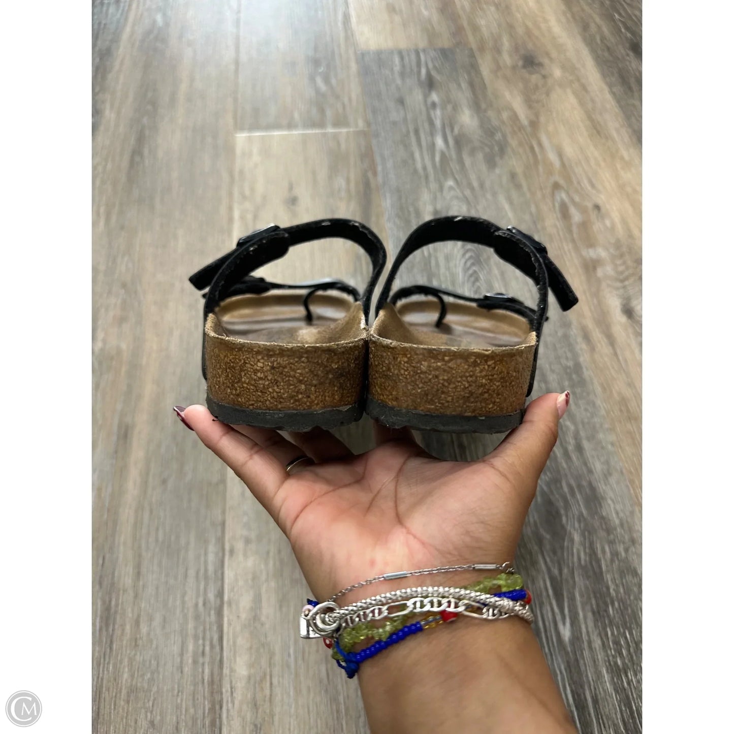 Sandals Flats By Birkenstock In Black, Size: 11
