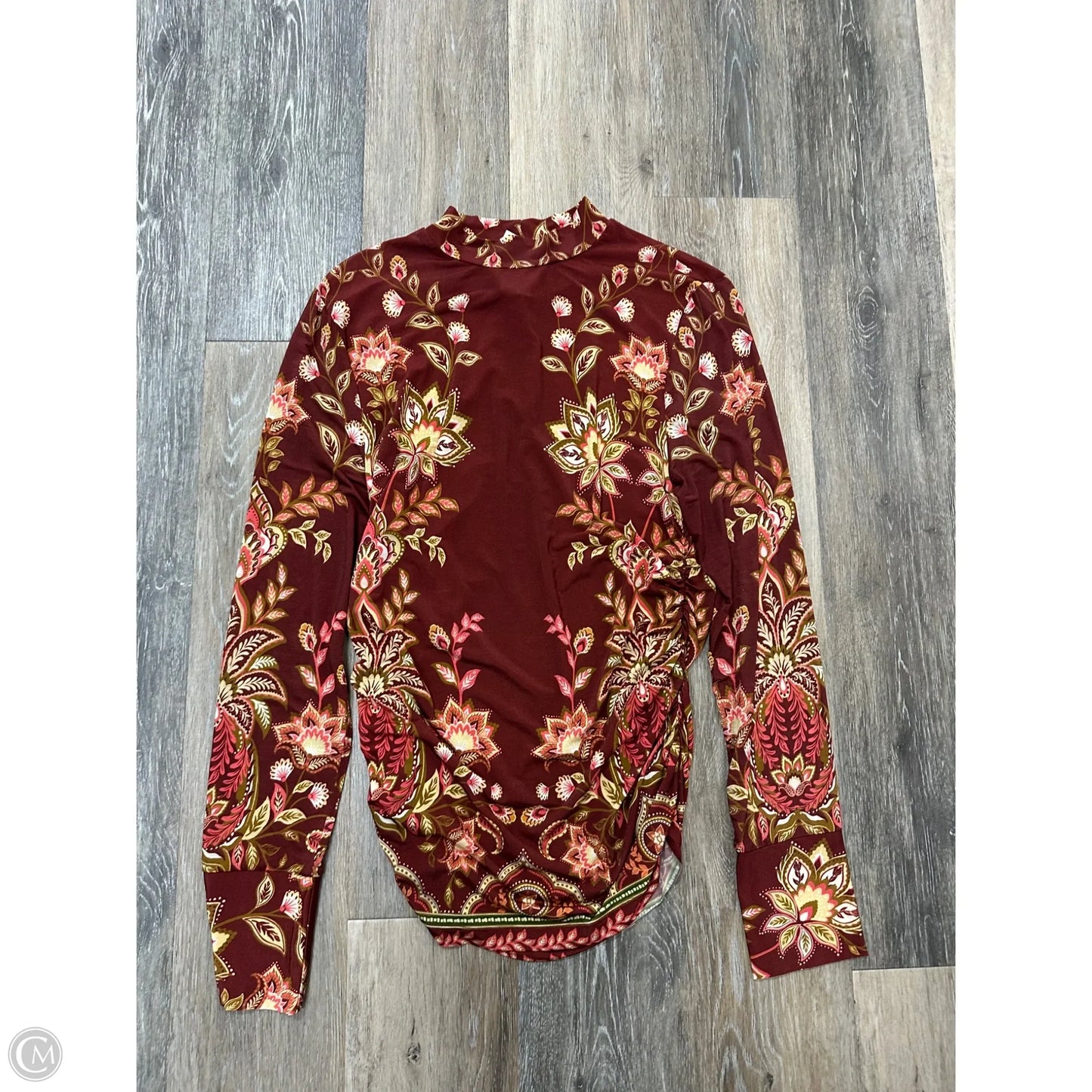 Top Long Sleeve By Farm Rio In Floral Print, Size: L